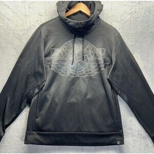 Y2K Nike Jordan Hoodie Men's Medium Black Wings Training Pullover Dopamine